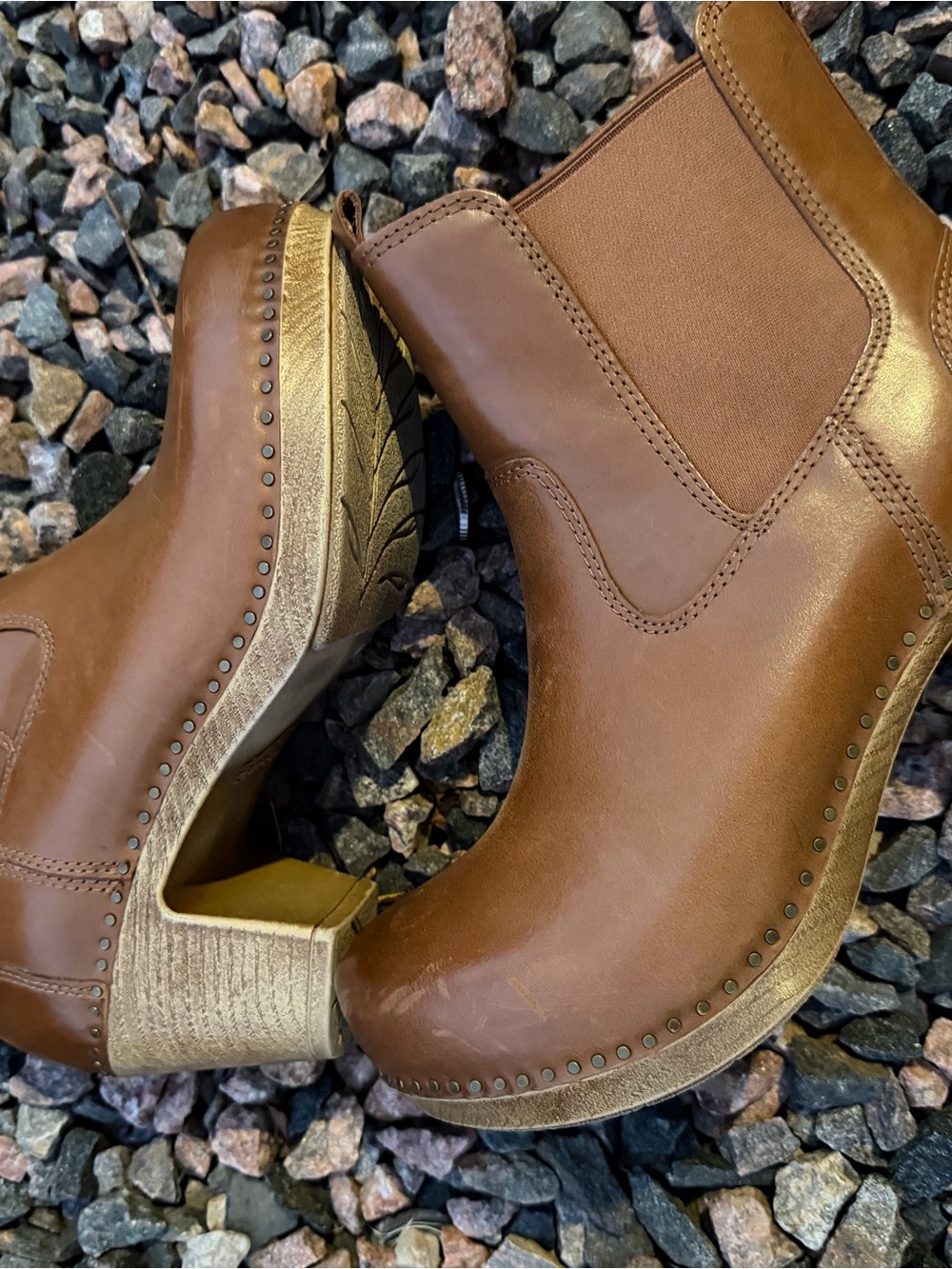 Dansko Shayna Heeled Boots in luggage burnished calf leather size 38